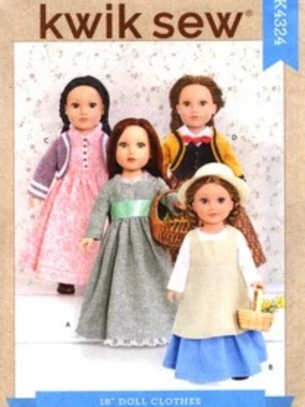 Kwik Sew K4324 18" inch Historical Doll Clothes ~ Sewing Pattern
